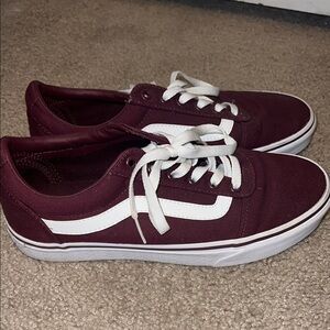Burgundy and White Sneakers